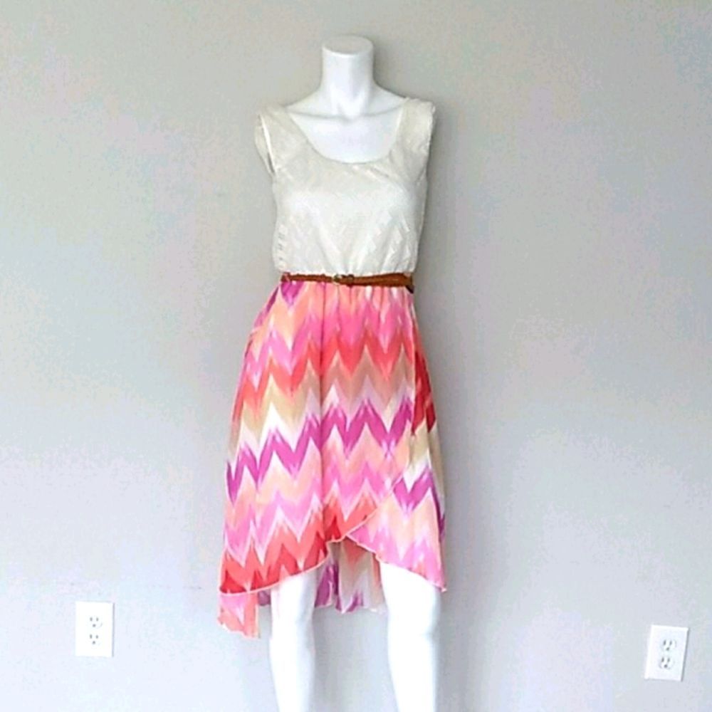 Lily Rose Multi Color High Low Dress. Size Small